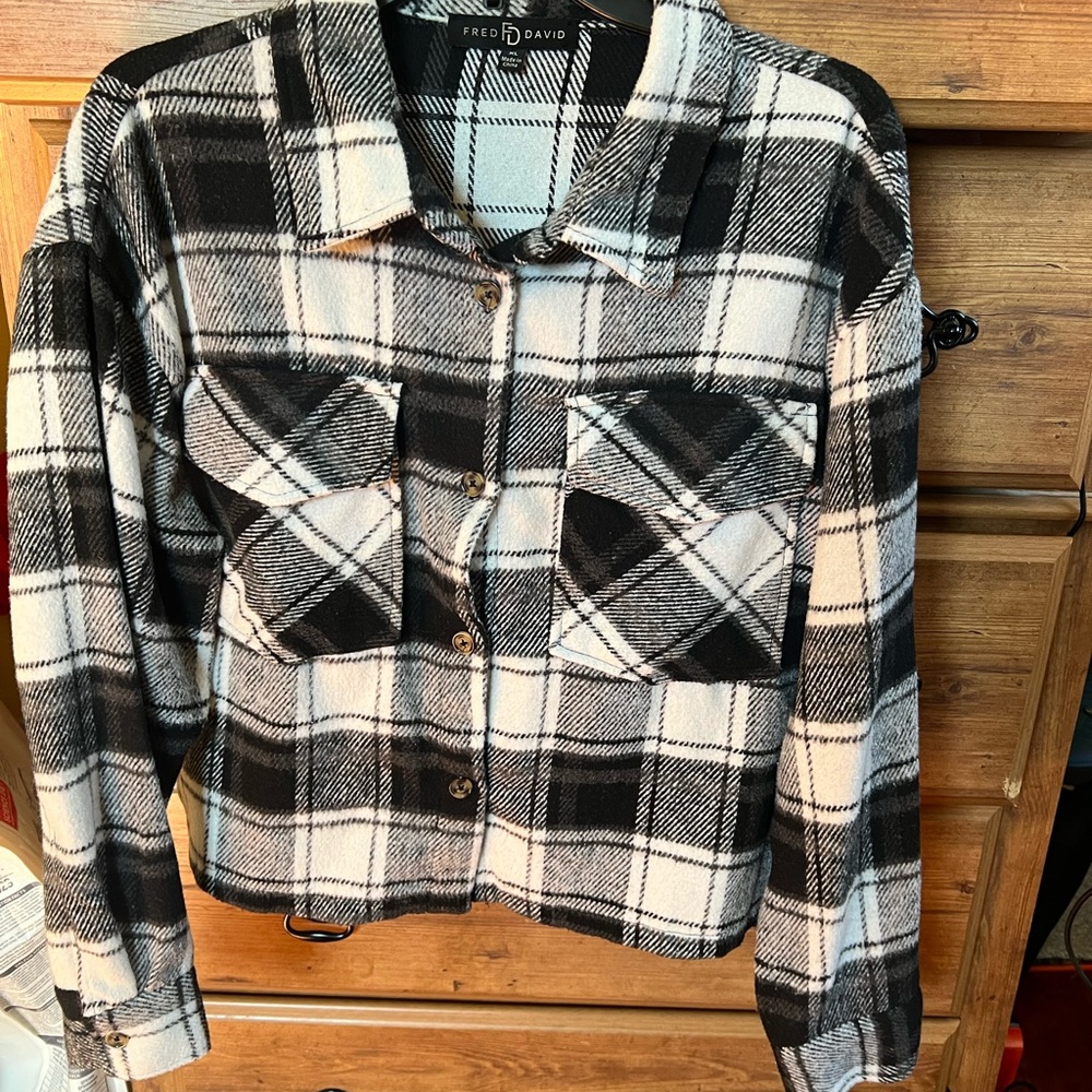 Fred David Women's Monochrome Plaid Utility Jacket